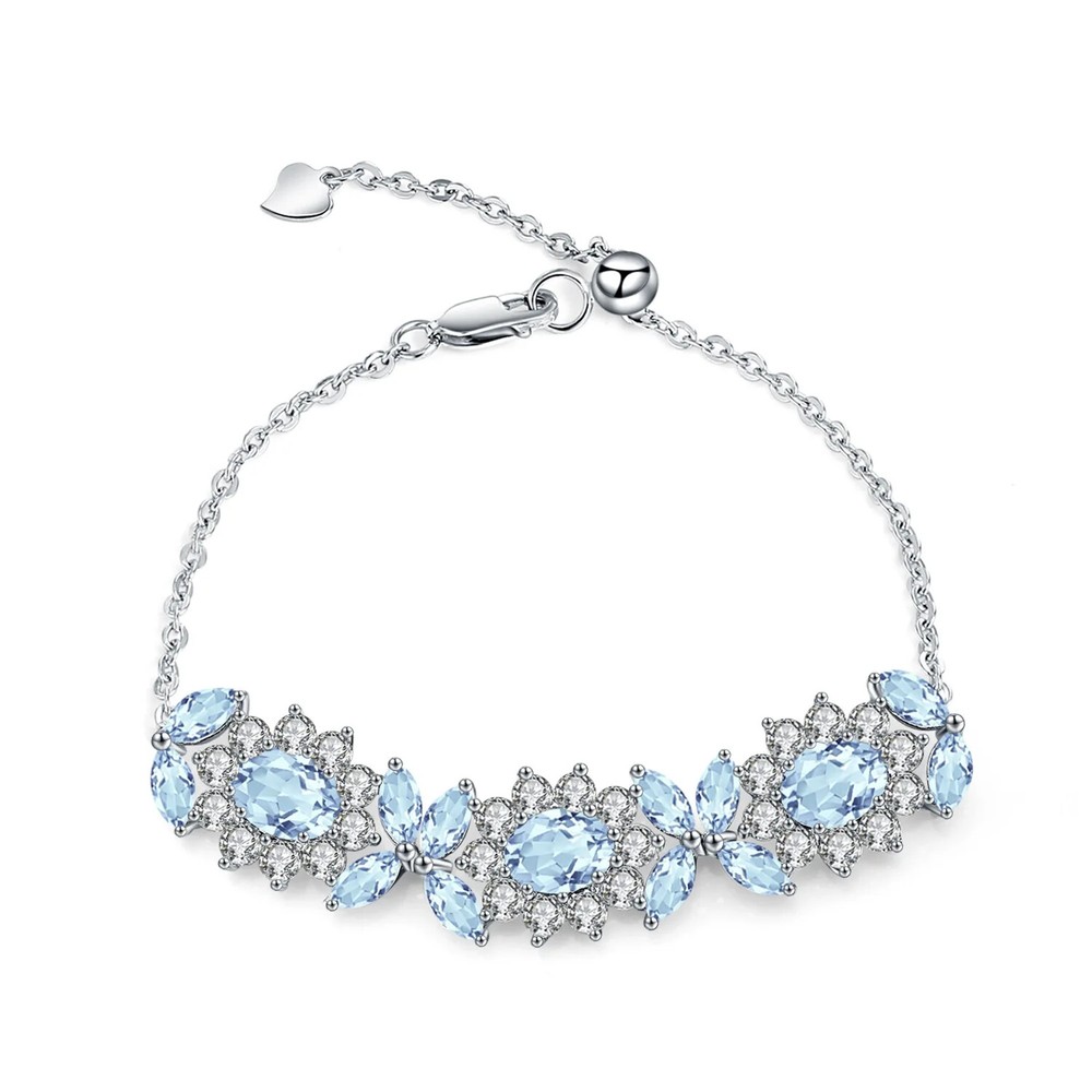 Luxury S925 Sterling Silver Princess Topaz Bracelet