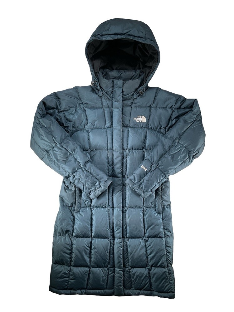 The North Face Metropolis 600 Down Parka Long Hooded Jacket Navy S Preowned
