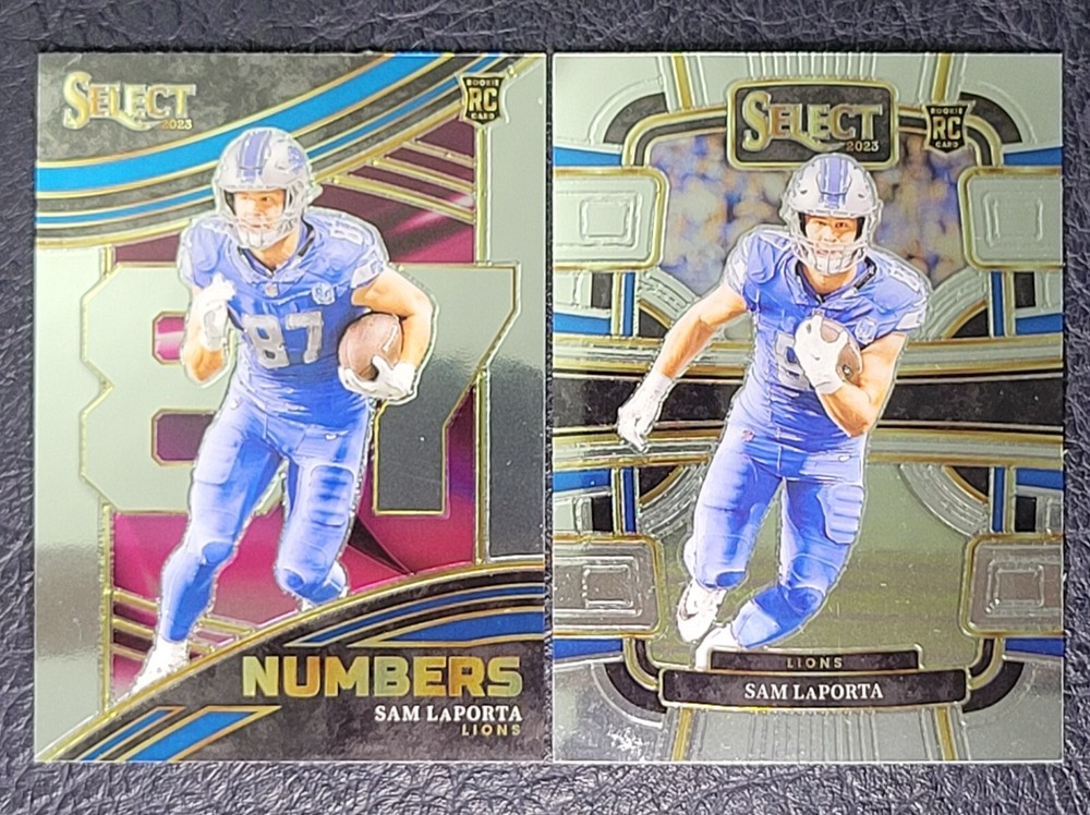Sam Laporta 2023 Select Numbers Rookie Insert & Base 35 Detroit Lions Hawkeyes