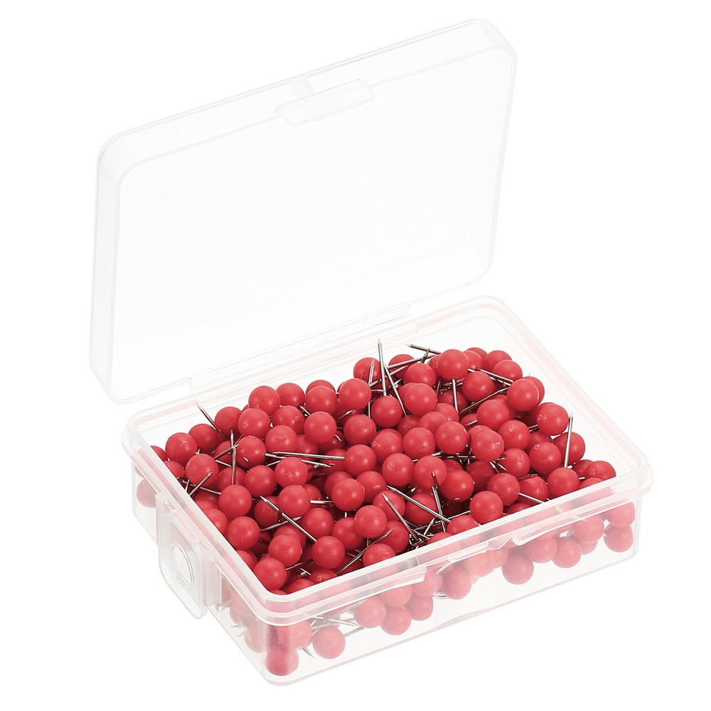 300 Pack Push Pins, Plastic Head Thumb Tacks Marking Decor Pins Red