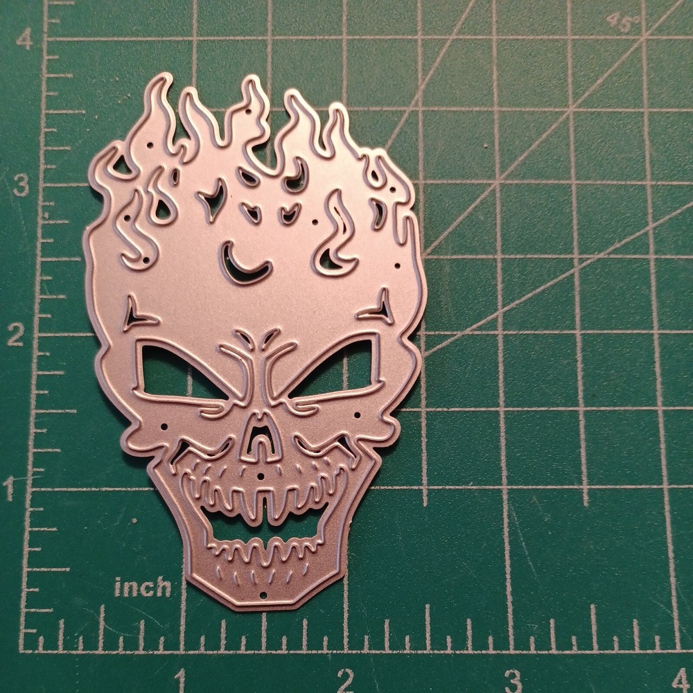 Universal thin metal die cut tool Halloween Skull Flames Fire Strong Ghost Rider