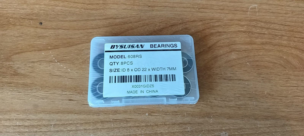 8 Pack 608-RS Ball Bearing - Double Rubber Sealed Shielded (8mm x 22mm x 7mm)