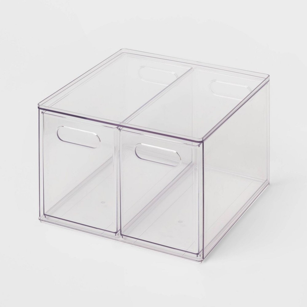 2 Drawer Storage Organizer Clear Plastic Stackable Bins All Purpose Use New