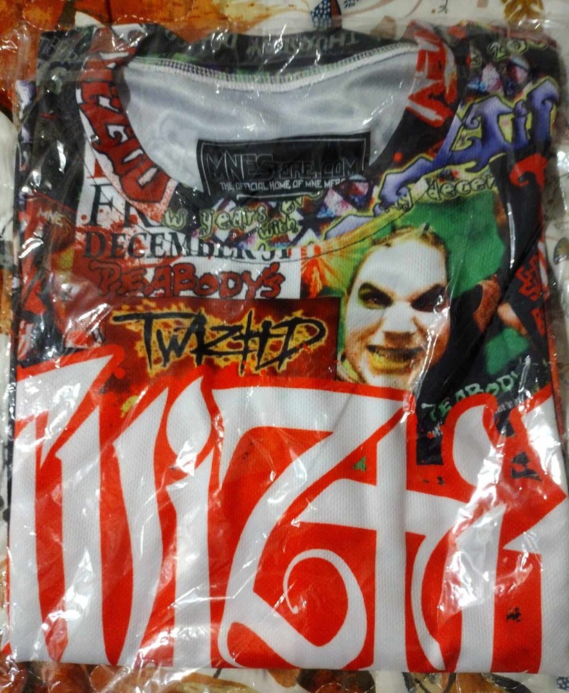 TWIZTID NEW YEARS EVIL FLYERS SUBLIMATED T-SHIRT JAMIE MADROX MONOXIDE MNE ICP-image