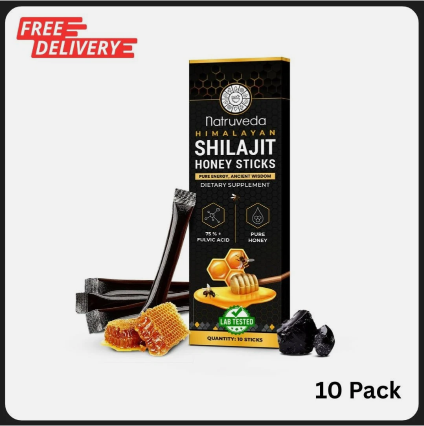 Pure Himalayan Shilajit Honey Sticks with Raw Organic Honey Fulvic Acid