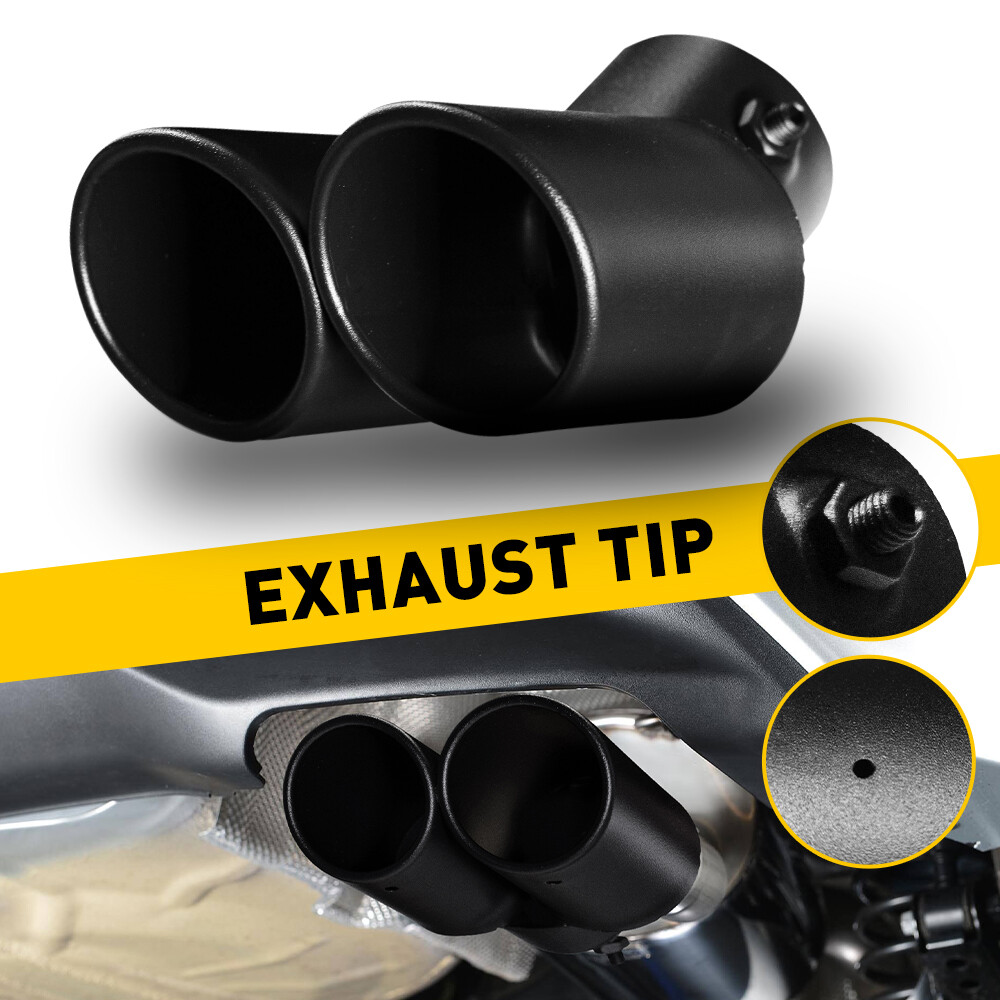 Car Rear Dual Exhaust Pipe Tail Muffler Tip Black Tail Pipe 1.5