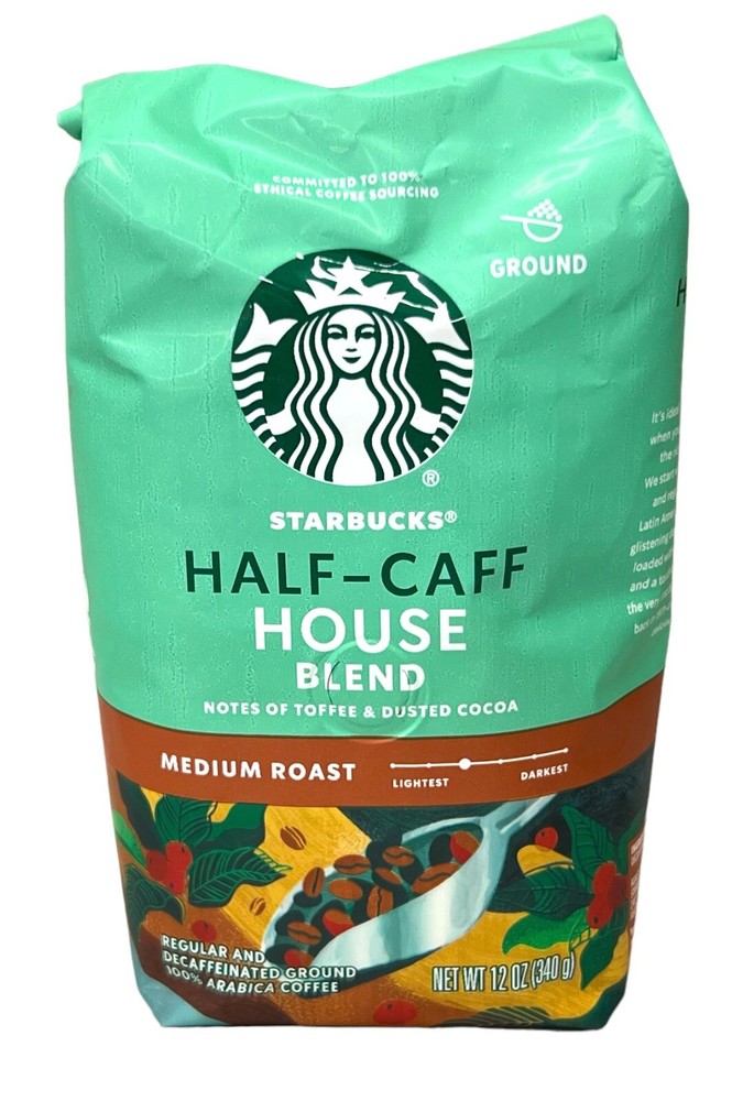 Starbucks Half Caff House Blend Ground Coffee 12 oz Bag  