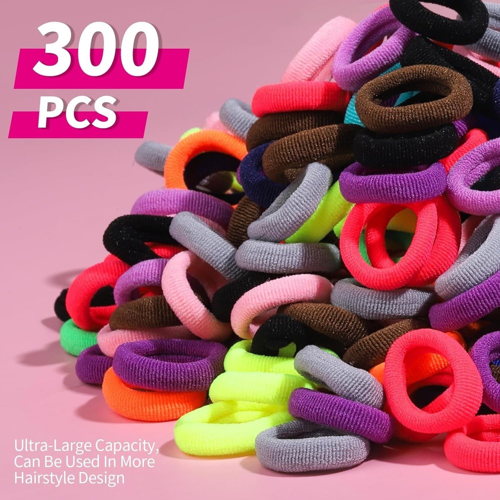 300PCS Soft Cotton Mini Hair Ties for Toddlers & Kids