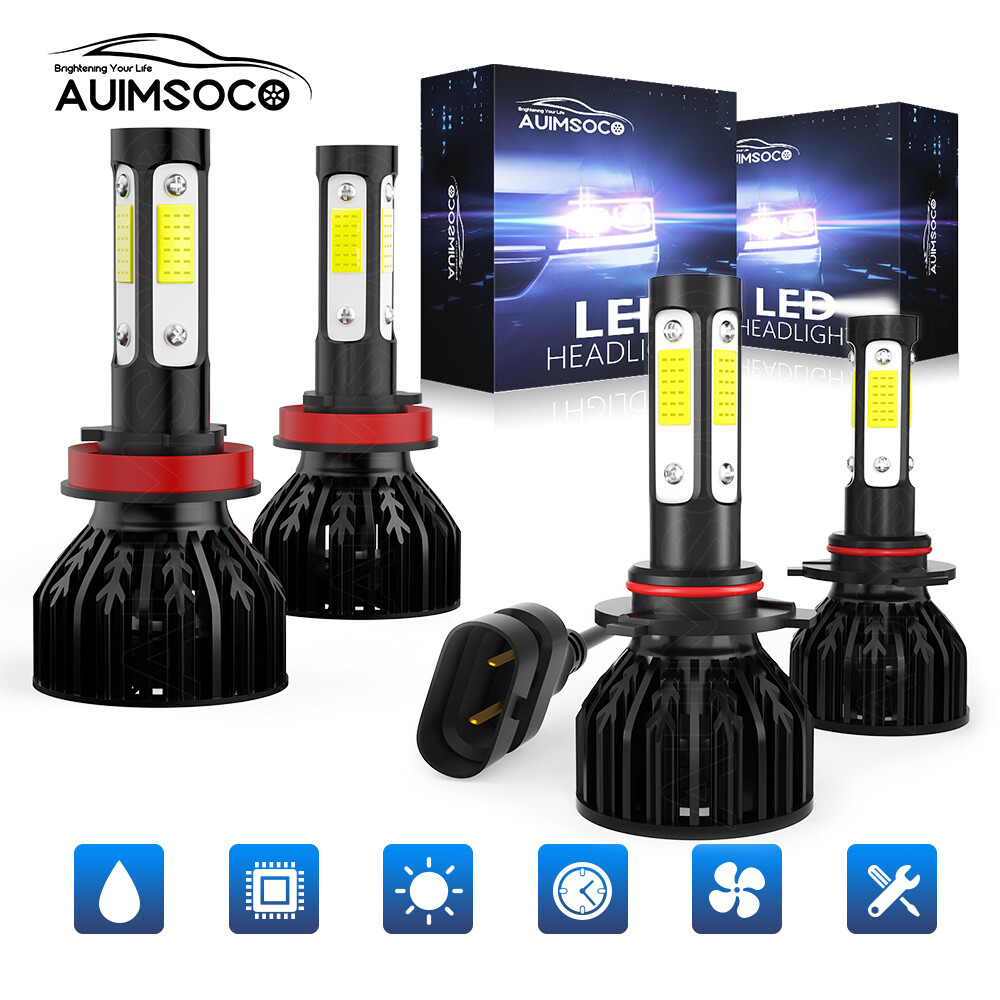 Led Headlights Kit 6000k Hi-Lo Bulb White 4x Combo For Chevrolet Tahoe 2007-2021