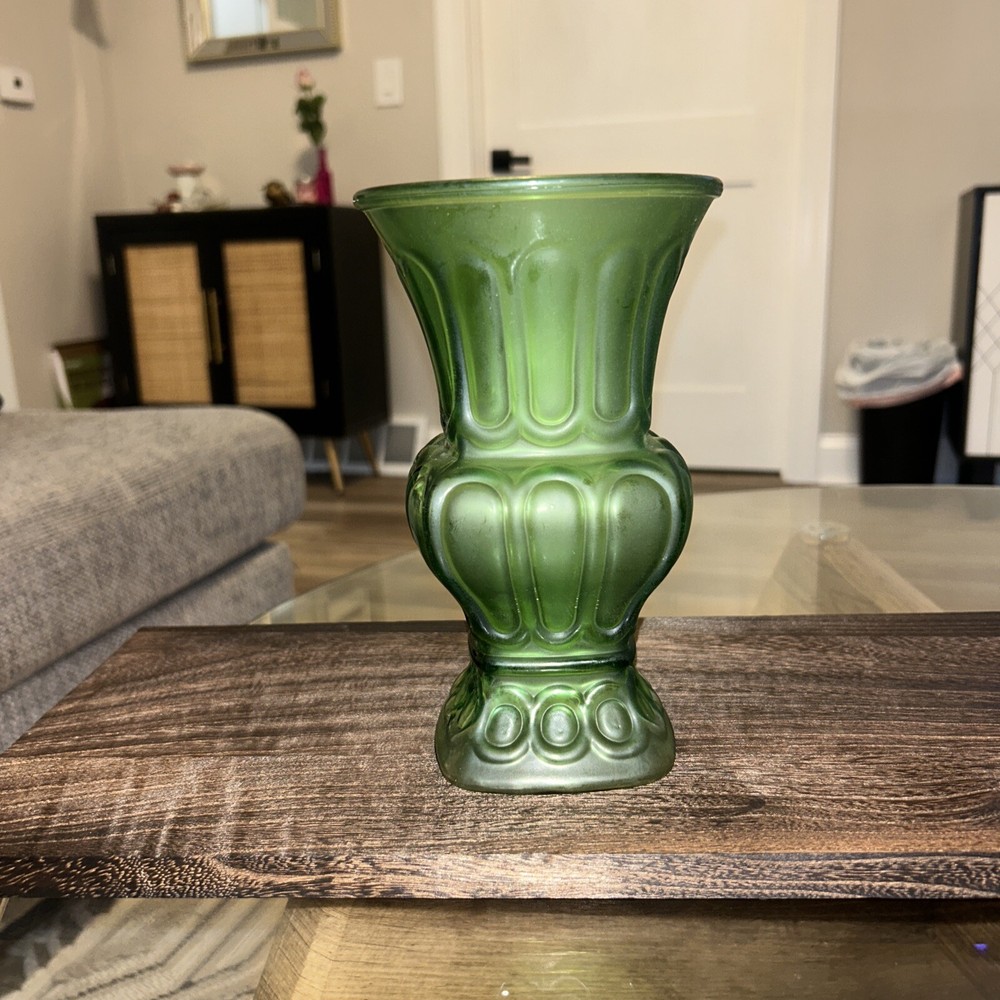 Art Deco AL Randell Co Emerald Green Floral Vase Urn Mid-Century Modern Vintage