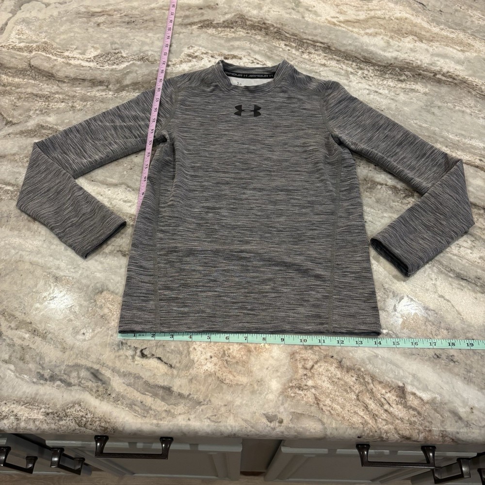 Under Armour Boys Youth ColdGear Fitted Shirt Heather Gray Youth Medium YMD