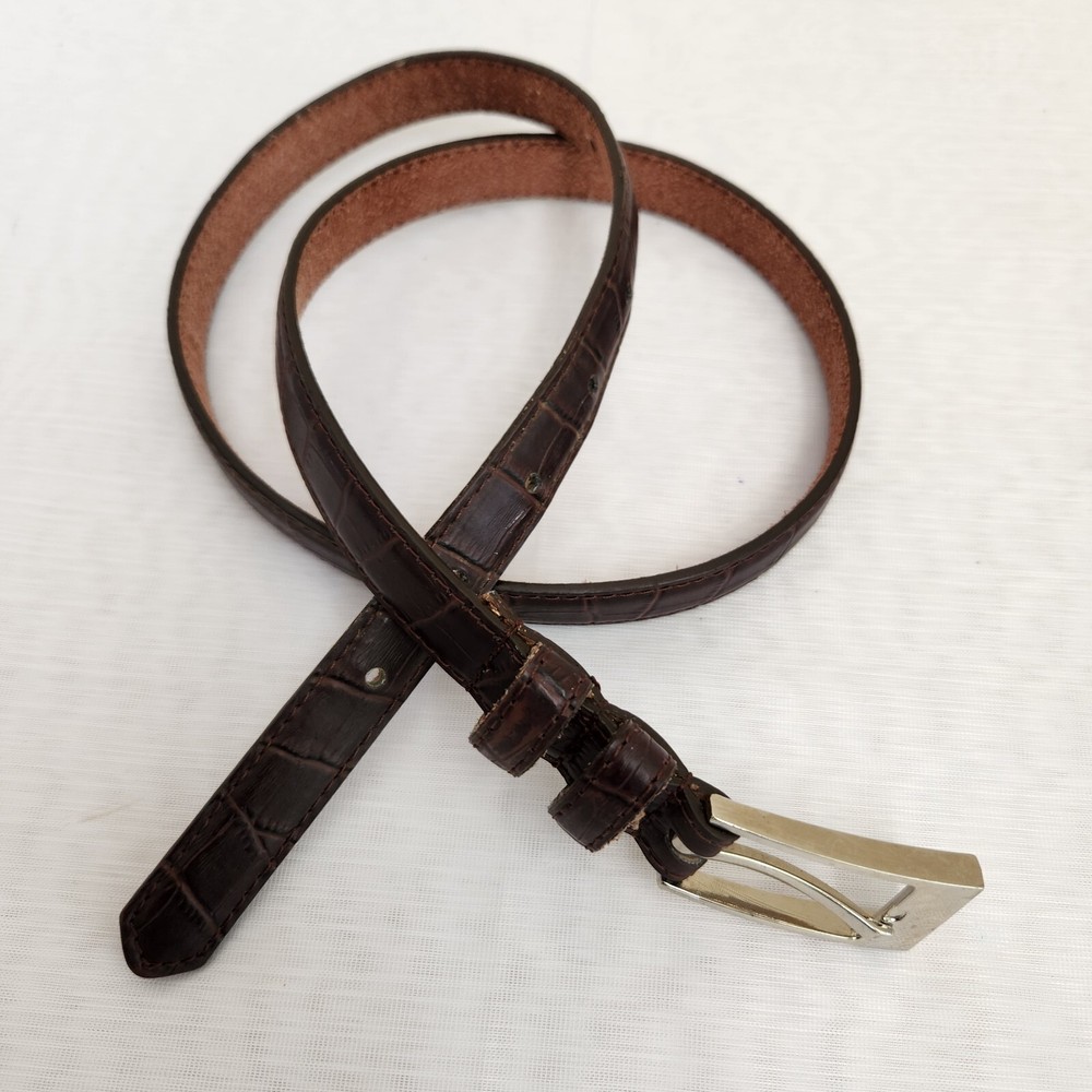 Belt Womens Brown Genuine Leather Croc Embossed Dress Belt Classic Everyday 39
