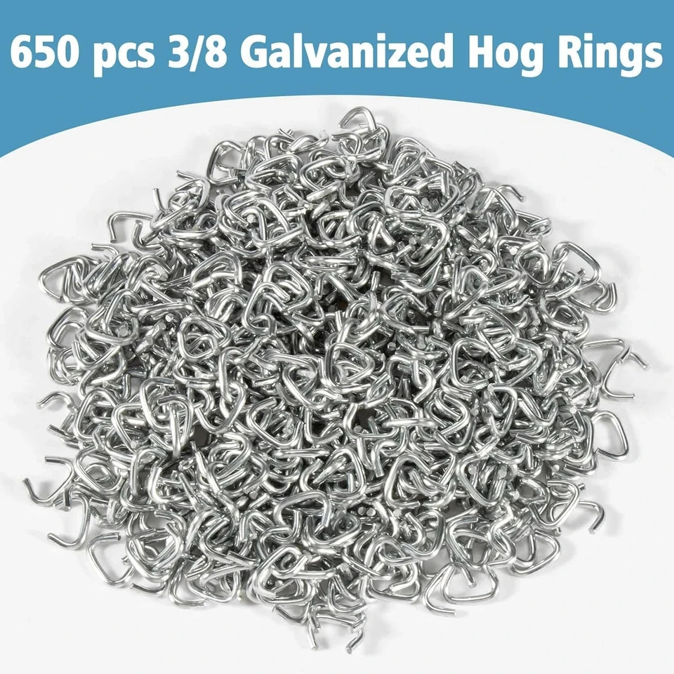 650PCS Galvanized Hog Rings - Hog Nose Rings 3/8 Upholstery Heavy Duty for Auto