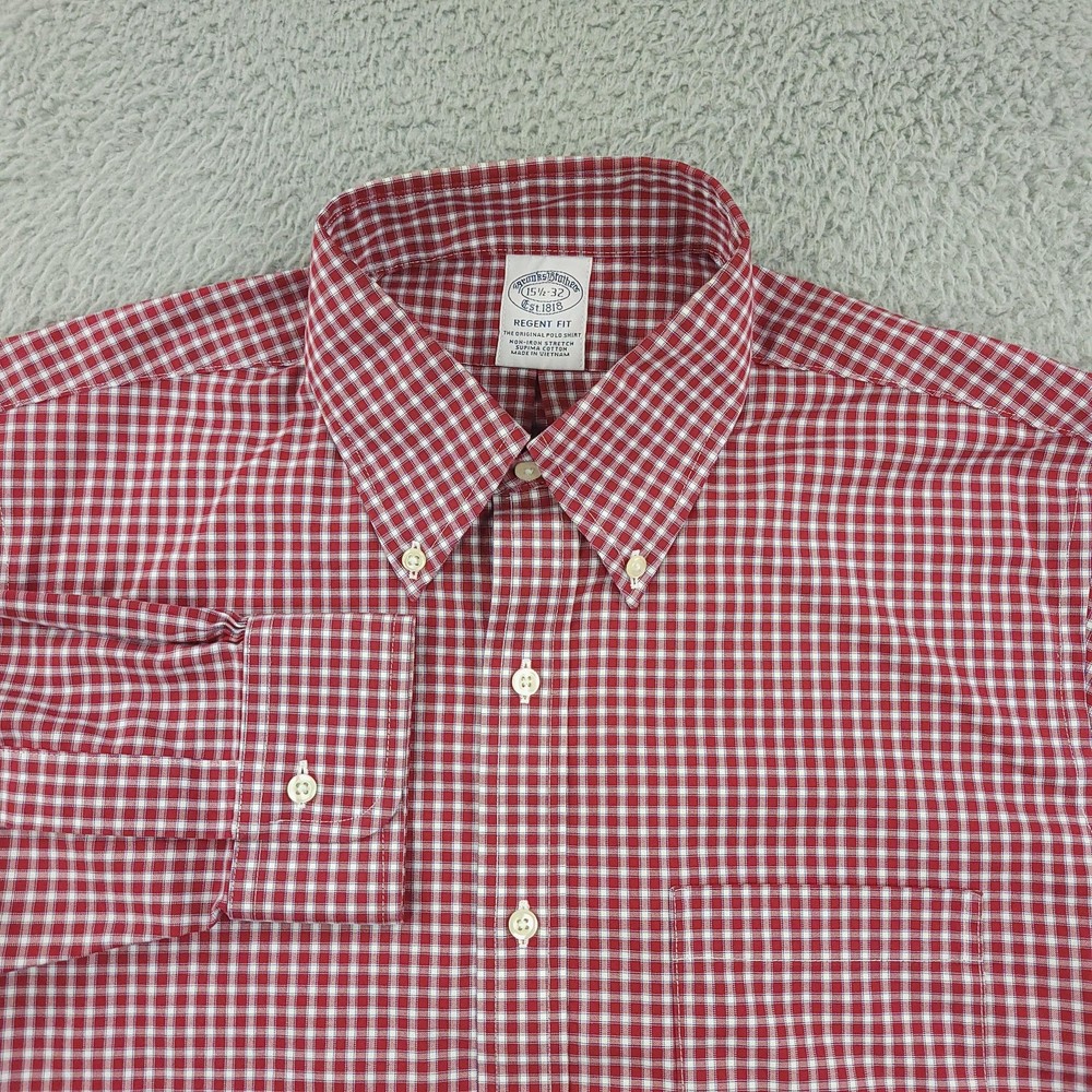 Brooks Brothers Shirt Mens 15.5 32 Regent Fit Supima Stretch Button Down Dress