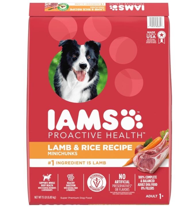 IAMS Proactive Health Minichunks Adult Dry Dog Food with Lamb & Rice, 15 lb. Bag