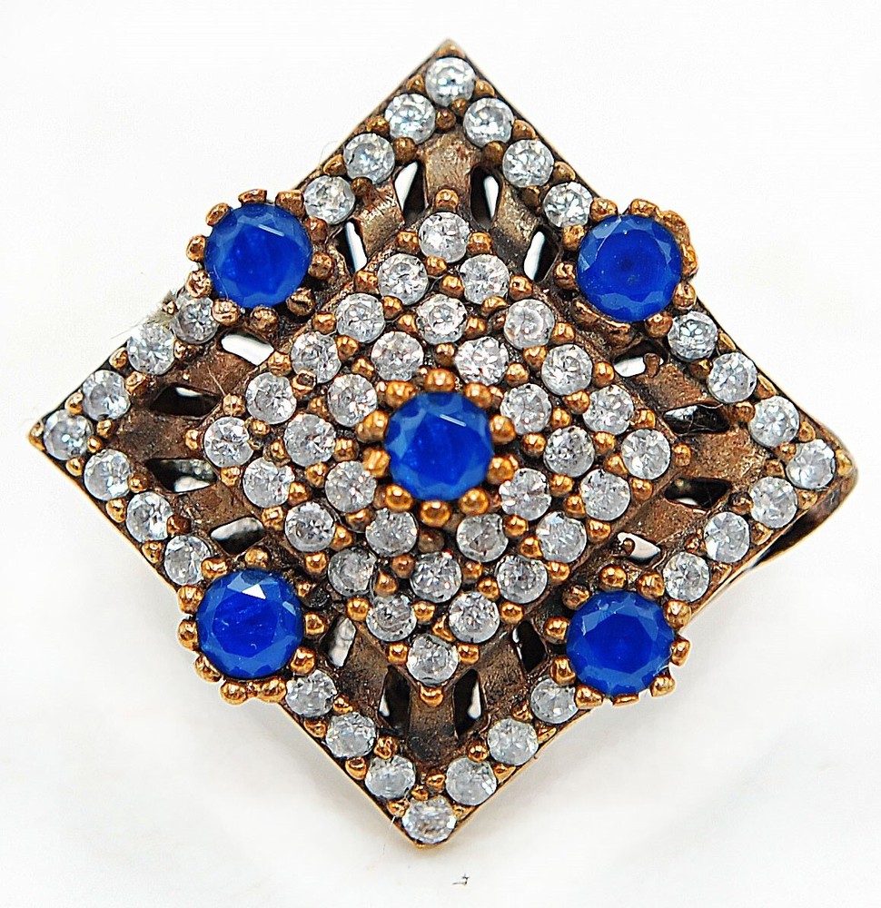 Ottoman Empire 2CT Treated Sapphire 925 Sterling Silver Ring Size 8 HB3-3