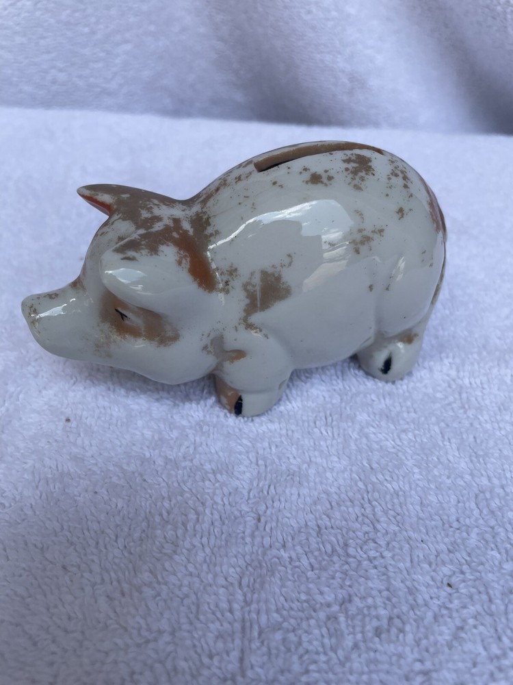 Vintage Ceramic Glazed Figurine Pig Handcrafted Collectible Animal Ornament