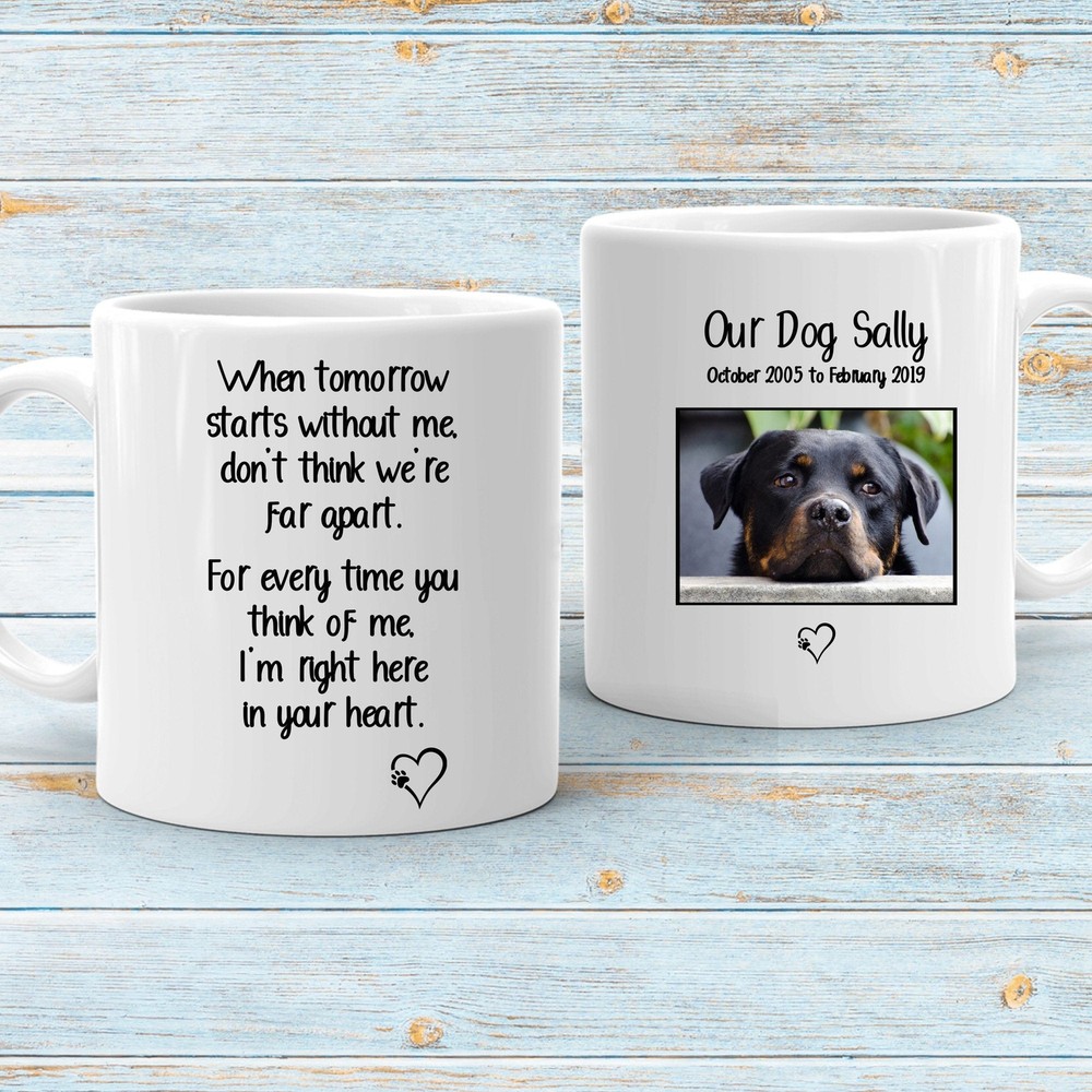 Dog Memorial Coffee Mug Gift Right Here In My Heart Customized With Dog's Name