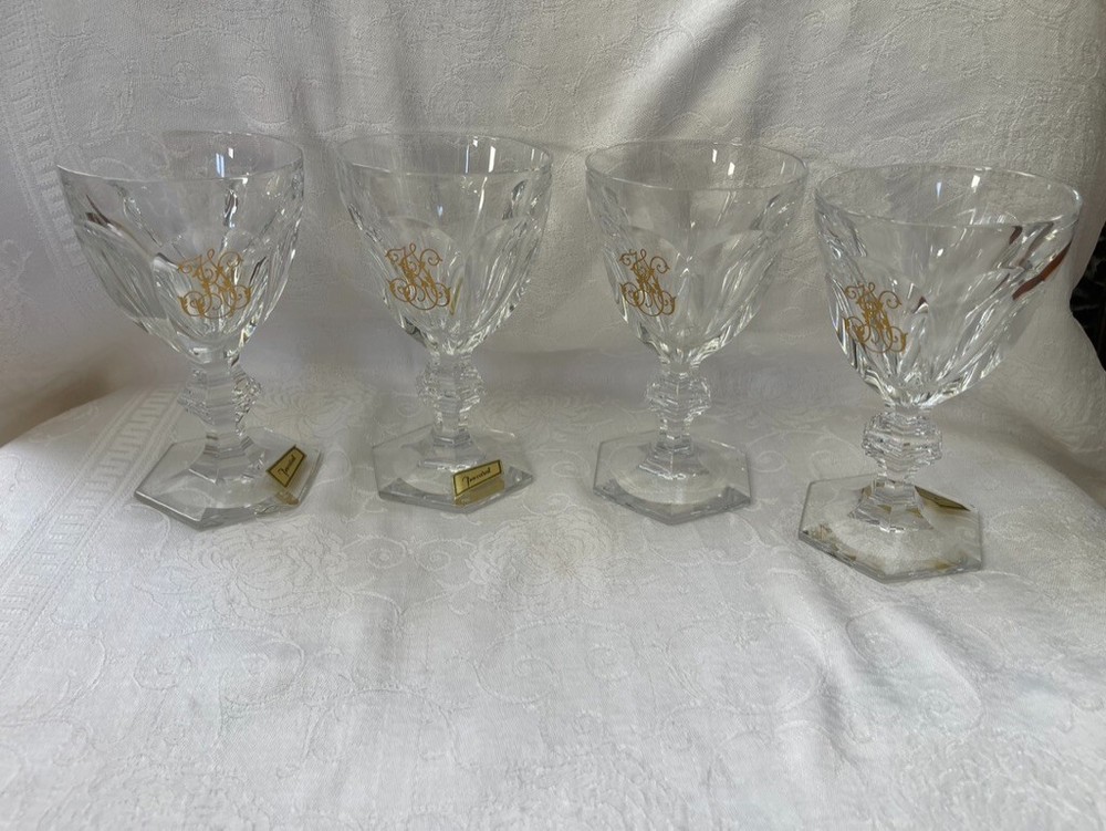 Luxury Baccarat Harcourt Crystal Set – 4 Water Goblets & 1 Champagne Flute