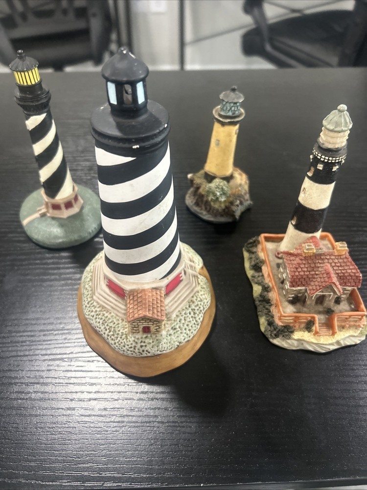 Decorative Lighthouse Figurines Set of 4 Coastal Nautical Décor