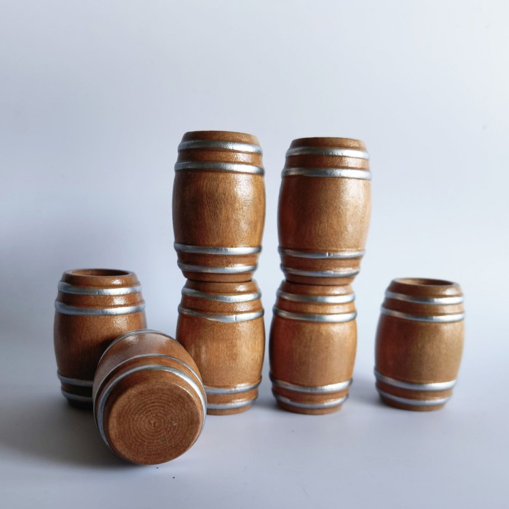 6Pcs Mini Wooden Beer Kegs for Dollhouse Decor