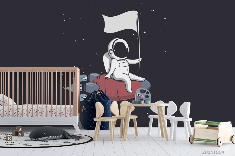 3D Space Rocket Astronaut Illustration Wall Murals Wallpaper Murals Wall Sticker