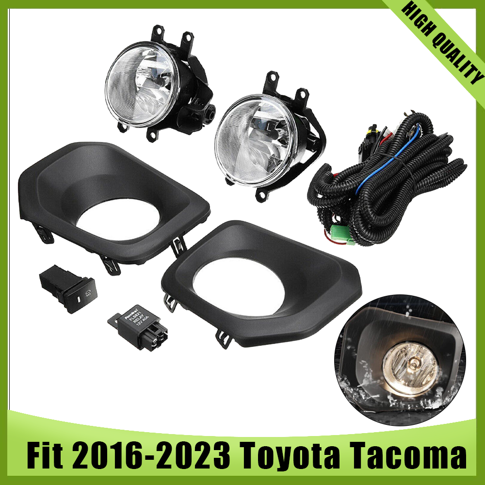 Bumper Fog Lights Clear Lens Lamp Kit For Toyota Tacoma 2016 2017 2018 2019-2023