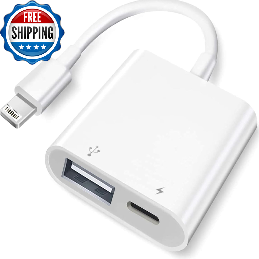 Apple MFi Certified Lightning to USB Adapter with Charging Port