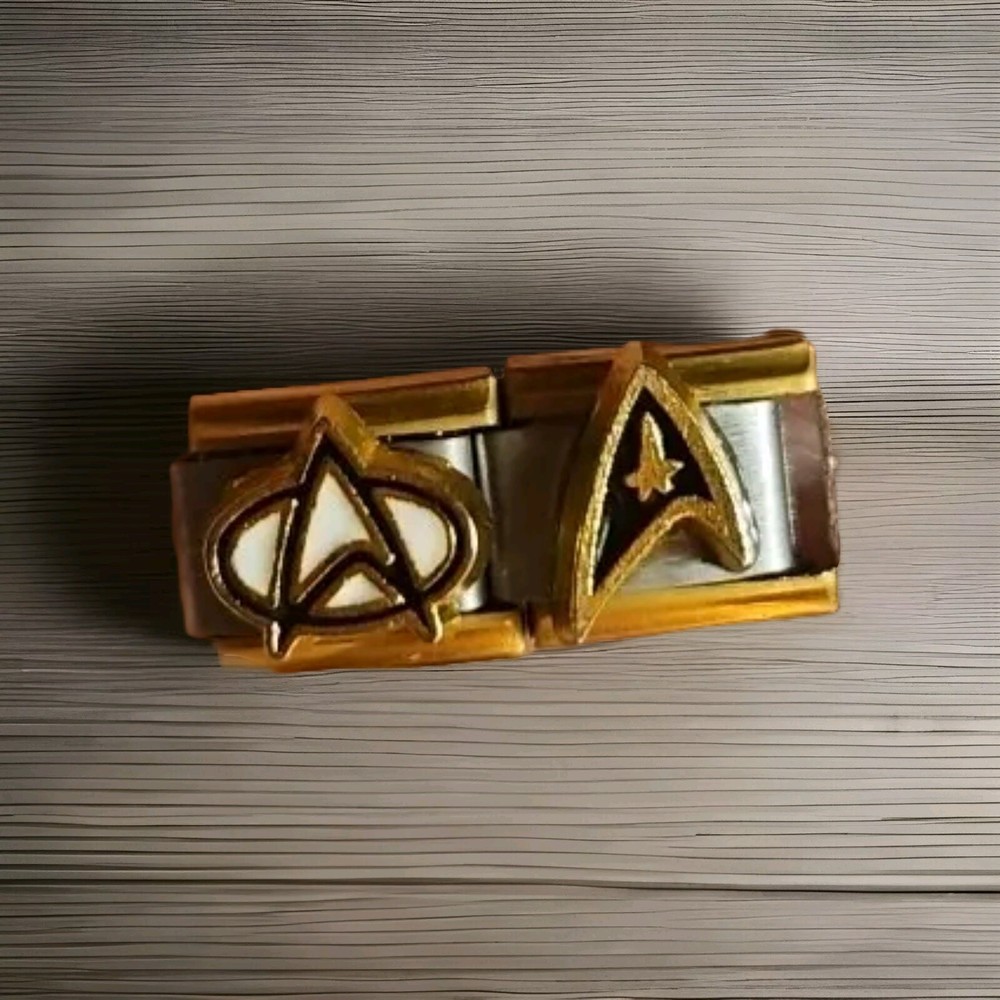 Star Trek Italian Charms Set Of Two 3D Stainless Steel 9MM Gold Trim