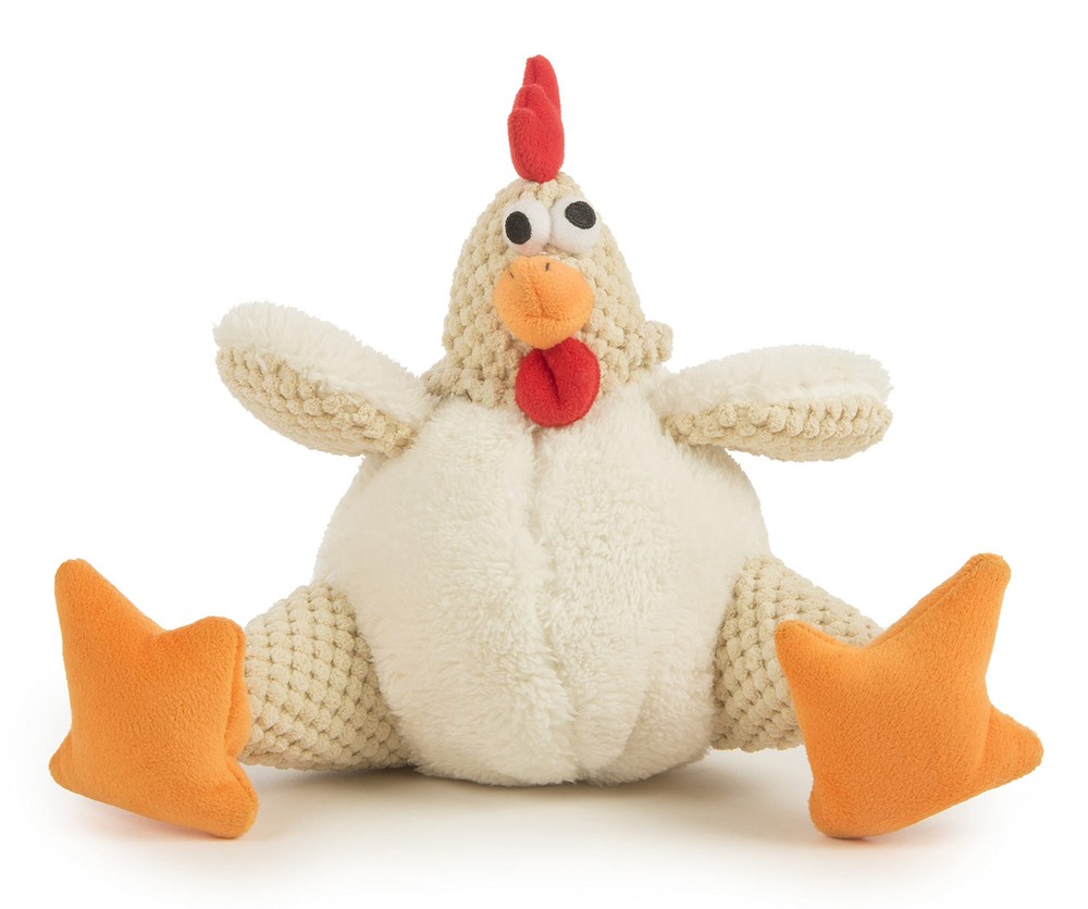Checkers Fat Rooster Squeaky Plush Dog Toy, Chew Guard Technology - White, Large