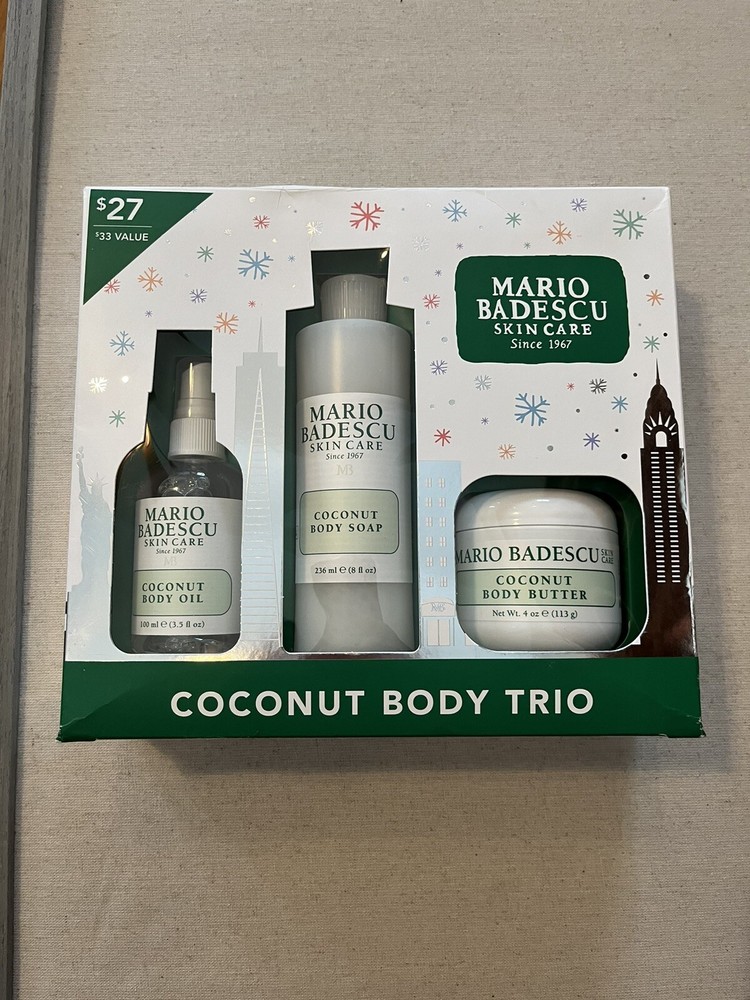 Mario Badescu Coconut Body Holiday Trio Set with Soap Butter and Oil