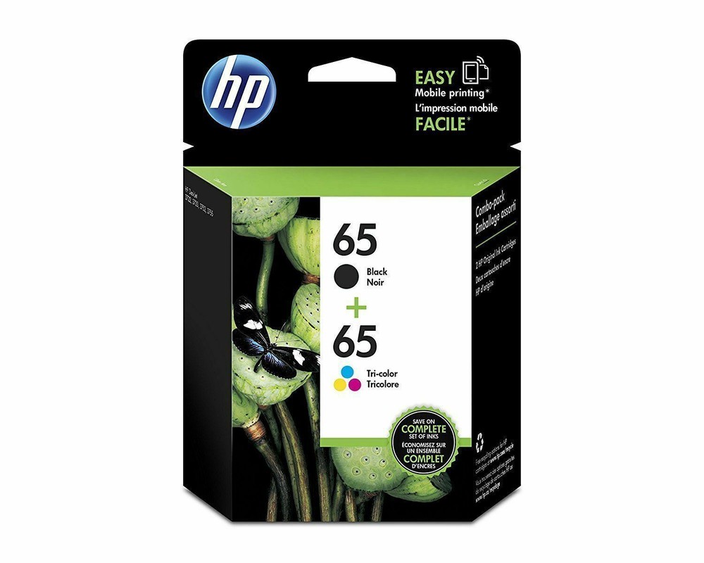2 Pack HP #65 Combo Ink Cartridges 65 Black and Color NEW GENUINE