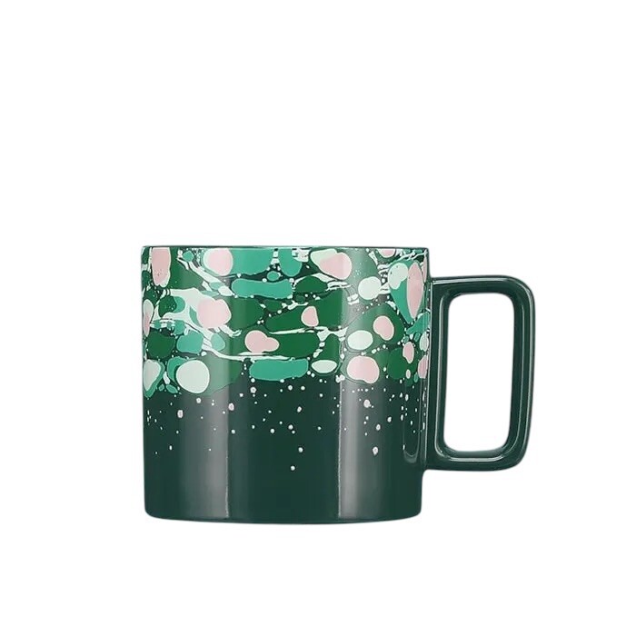 Starbucks 12 oz Marble Forest Green Ceramic Coffee Mug