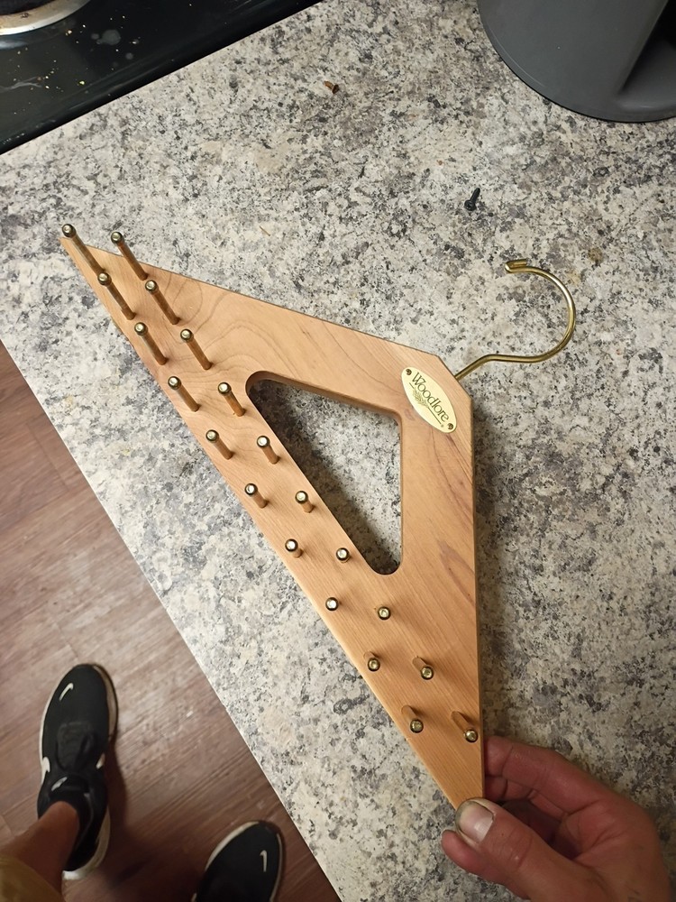 Woodlore 40 Peg Tie & Belt Organizer Rack Hanger Cedar Wood Brass