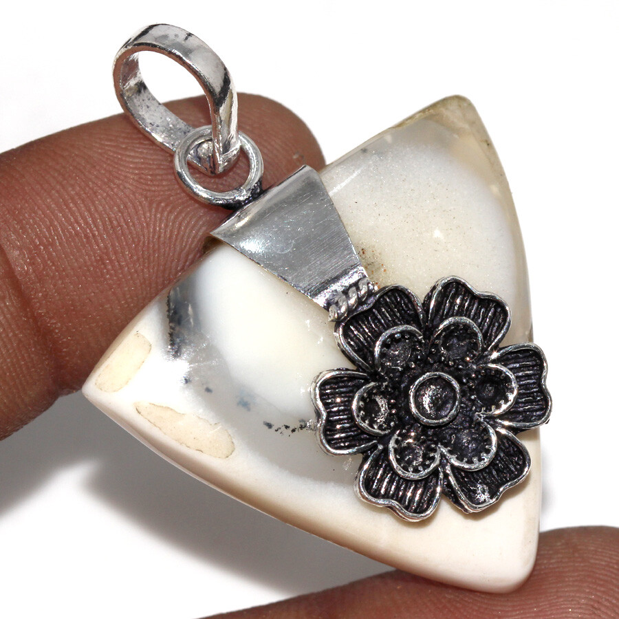 Dendritic Opal 925 Silver Plated Gemstone Pendant 1.7