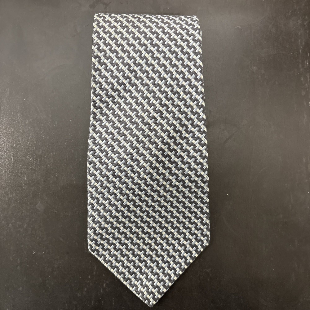 VTG Tommy Hilfiger 100% Silk Necktie Grey/Blue Woven 57L X 4W