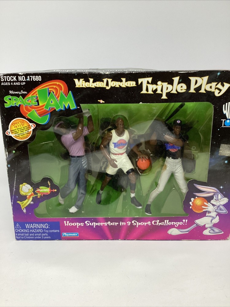 Vintage 1996 Michael Jordan Space Jam Triple Play Figure Set by Playmates Sealed