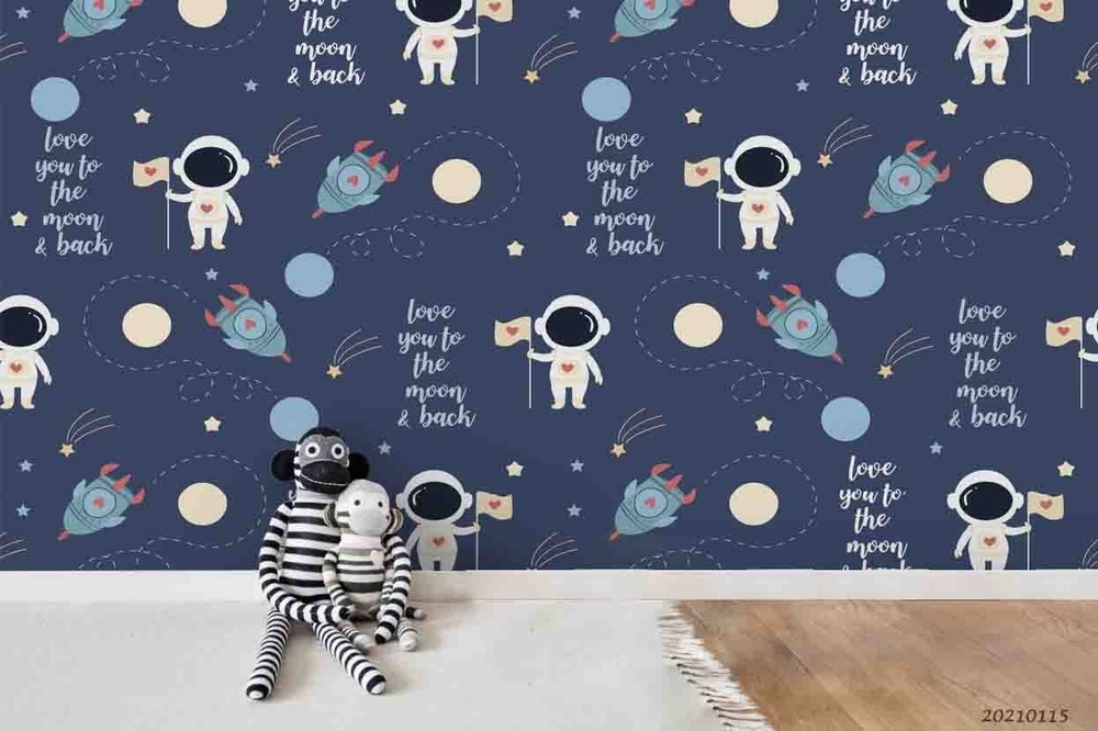 3D Space Astronaut Rocket Pattern Wall Murals Wallpaper Murals Wall Sticker