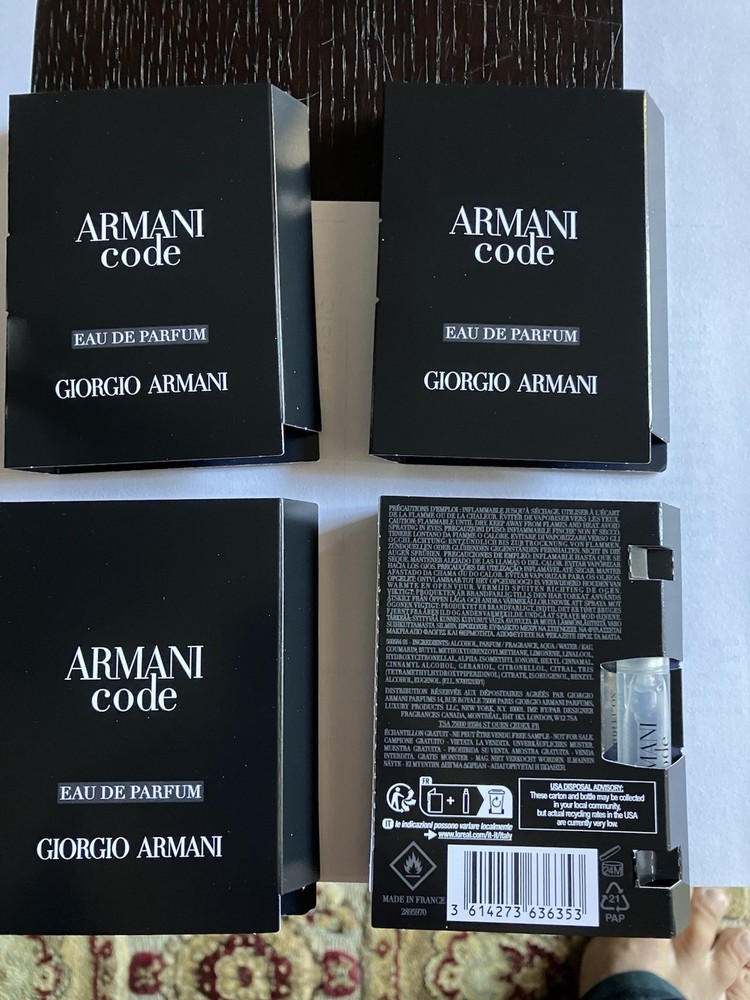 ARMANI CODE  by Giorgio Armani 0.04oz-1.2ml EDP Spray SAMPLE VIALs X 4
