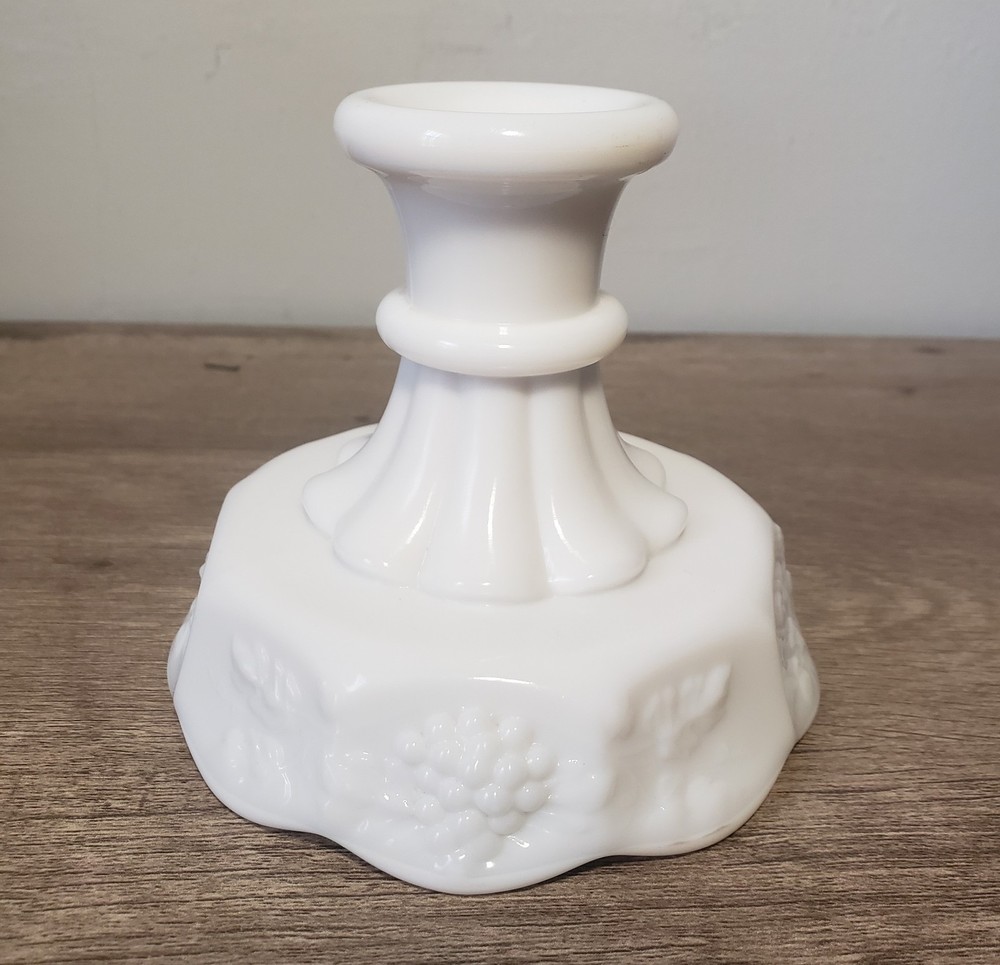 Vintage Westmoreland Milk Glass 4-Inch Grape Panel Candlestick Holder