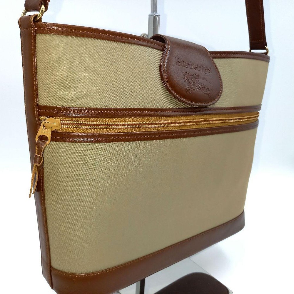 Burberry Shoulder Bag Nova Check Canvas Beige Authentic F1205329