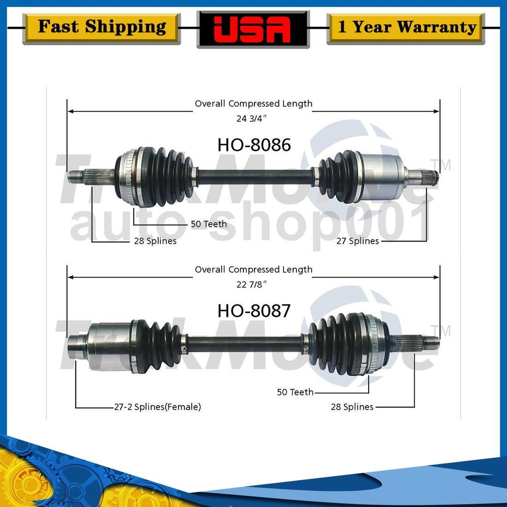 1998-1999 Honda Prelude Front Driver & Passenger CV Axle Joint by TrakMotive