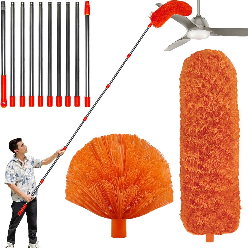 20ft Extendable Duster Kit with Cobweb Brush & 14ft Pole