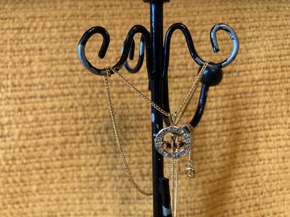 Dove Simulated Diamond Halo Gold-Tone Necklace 8.75 Inch Modern Elegance