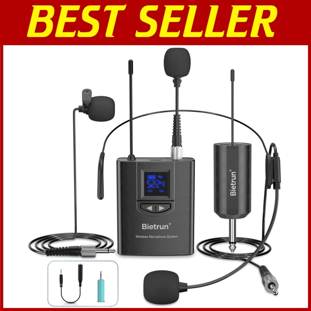 Crystal Clear UHF Wireless Lav Mic with Long Range & Multi-Device Compatibility