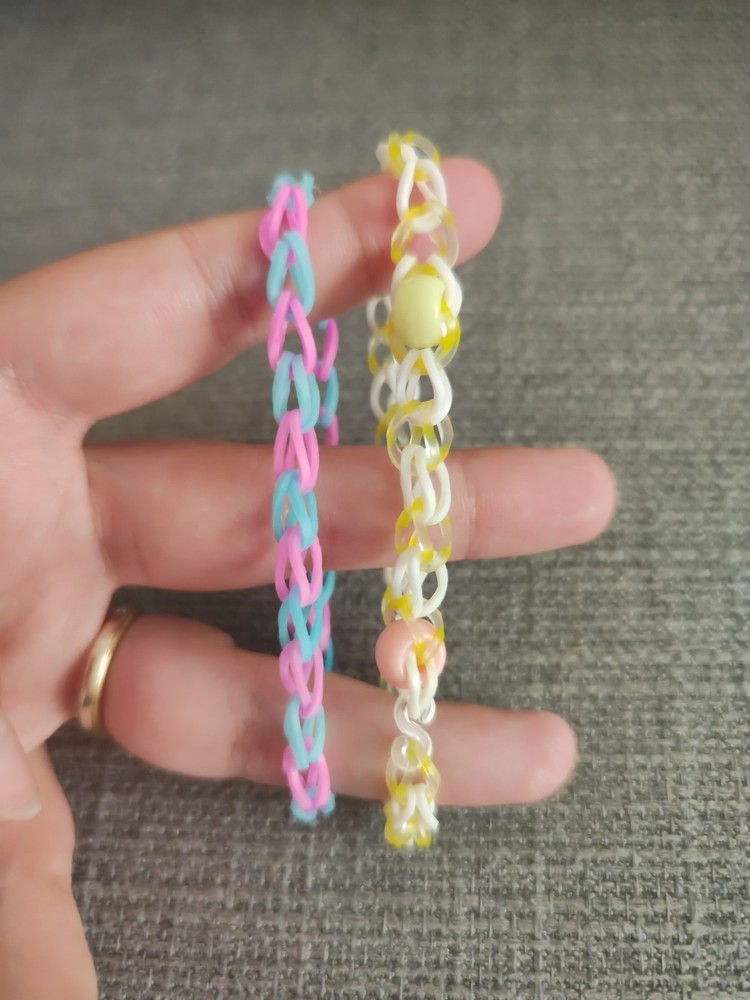Loom Band Beaded Bracelet Set of 2 Handmade Colorful Stretchy Bands