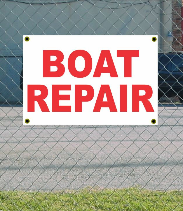 2x3 Red and White Boat Repair Banner Sign - New, Durable, and Discounted for Affordable Pricing!