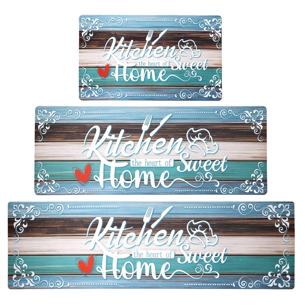 Non Slip Cushioned Waterproof Kitchen Runner Rugs Set of 3