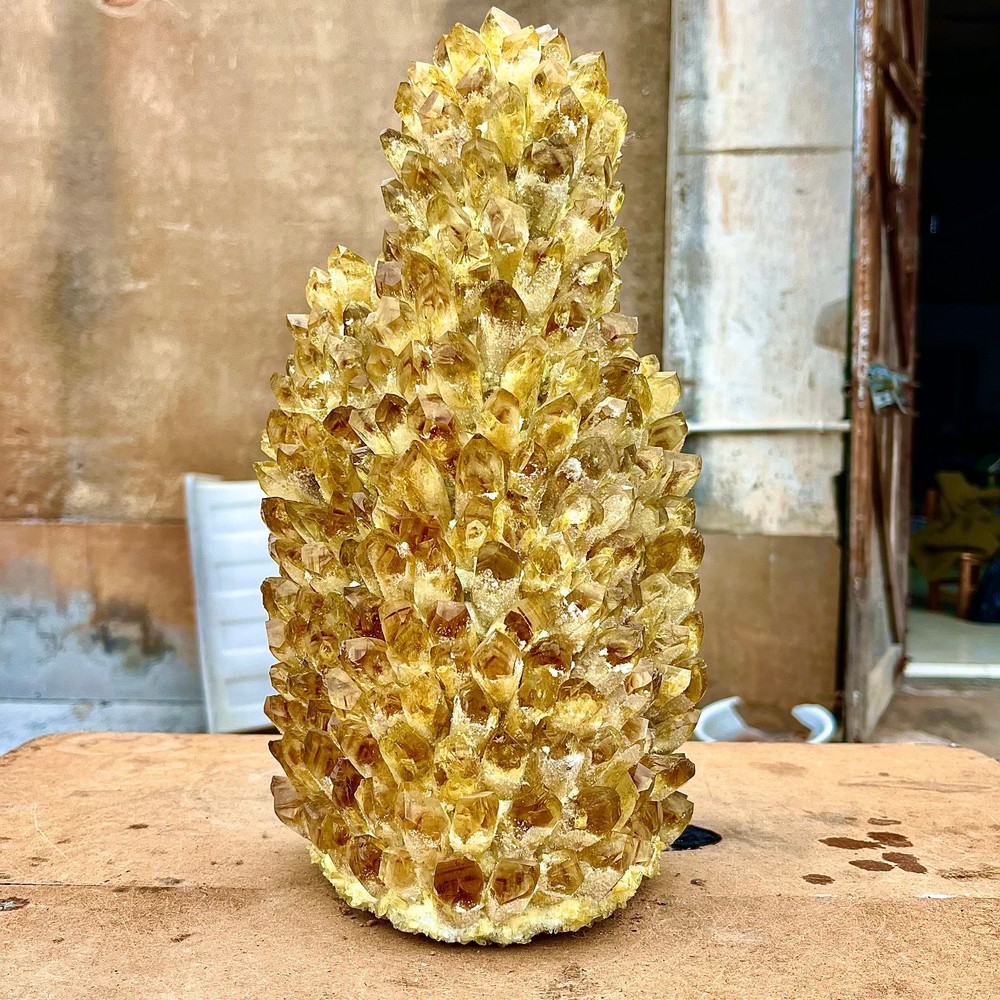 18.88LB Yellow Ghost Phantom Crystal Cluster Flower Raw Crystal Heal Quartz Deco