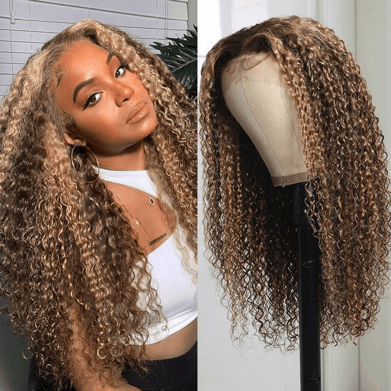 Ombre Highlight Piano Color 13×4 Lace Wig Jerry Curly Human Hair Wig With Baby H